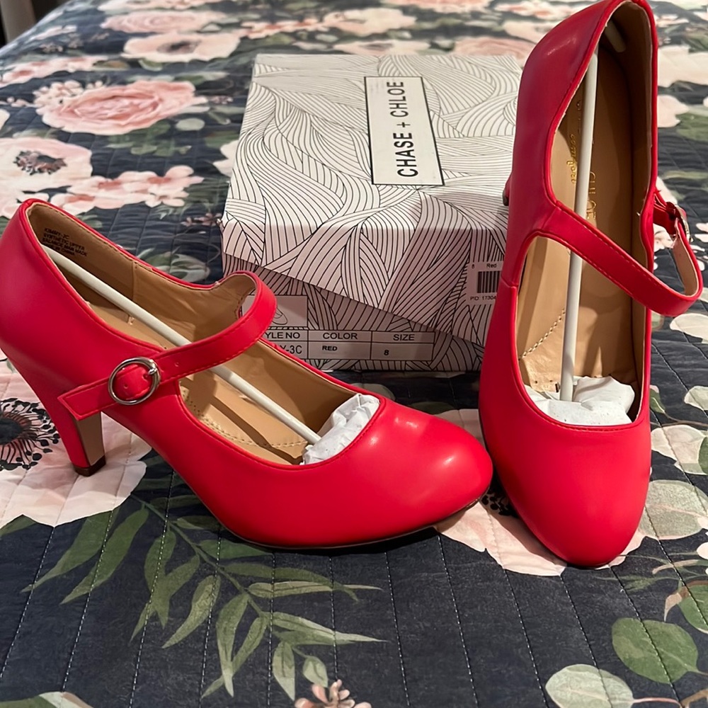 Red Buckle Heels